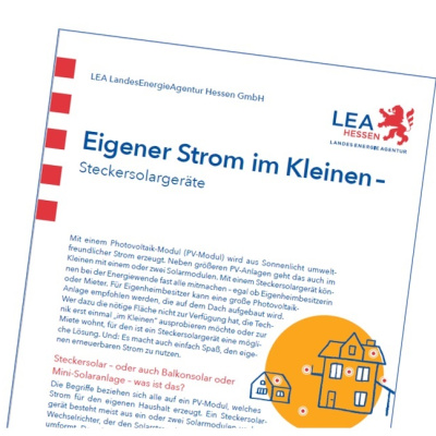 Das Bild zeigt das Titelbild des Handzettels Steckersolargeräte