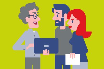 Grafik mit Energieberater und Paar