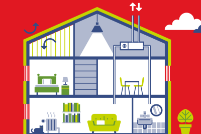 Grafik Hausquerschnitt energetische Modernisierung