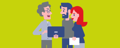 Grafik mit Energieberater und Paar